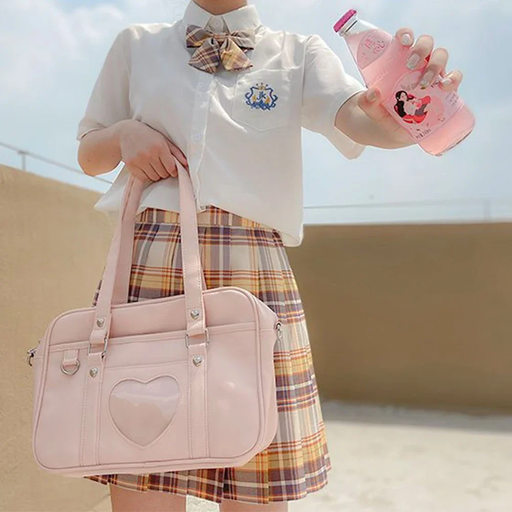 Japanese Heart JK School Uniform Bags borsa da donna in PU per studenti Cosplay borsa a tracolla per Anime borse di grande capacità