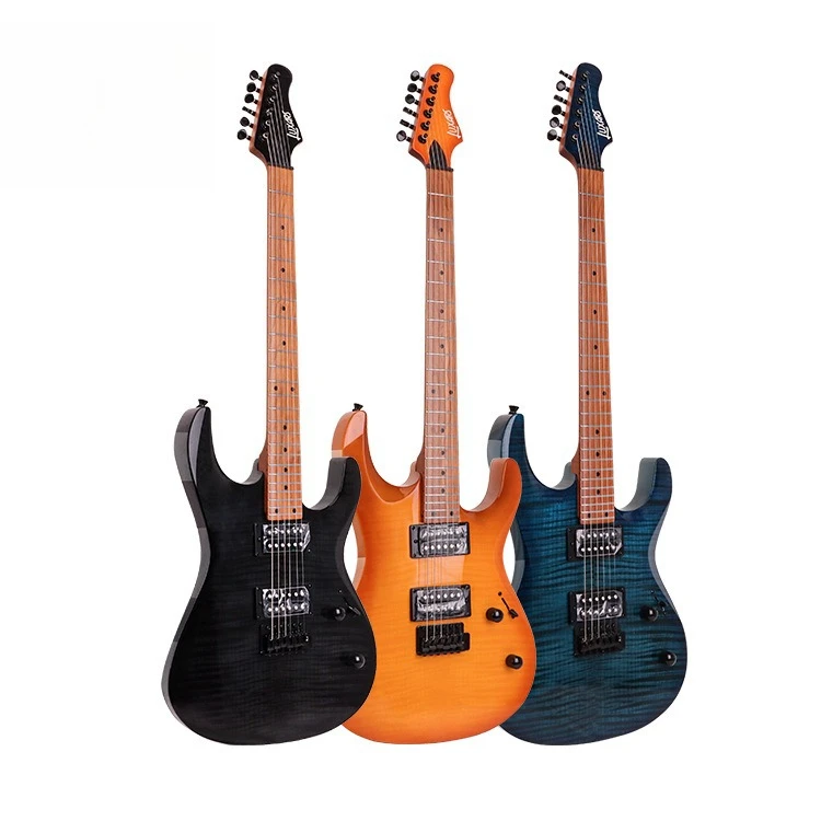 

Flame Maple Solid Body Electric Guitar Dual HH Pickups 22 Frets for Beginner & Pro Players