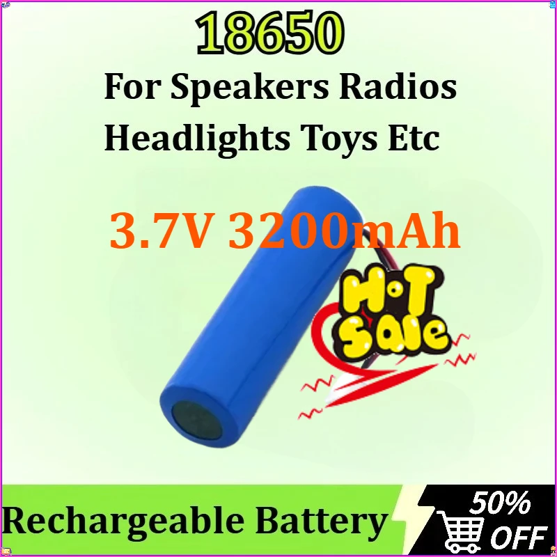 

For Speakers, Radios, Headlights, Toys,1s1p PH2.0 Plug 18650 Lithium Ion Rechargeable Battery 3.7V 3200mAh with PCB
