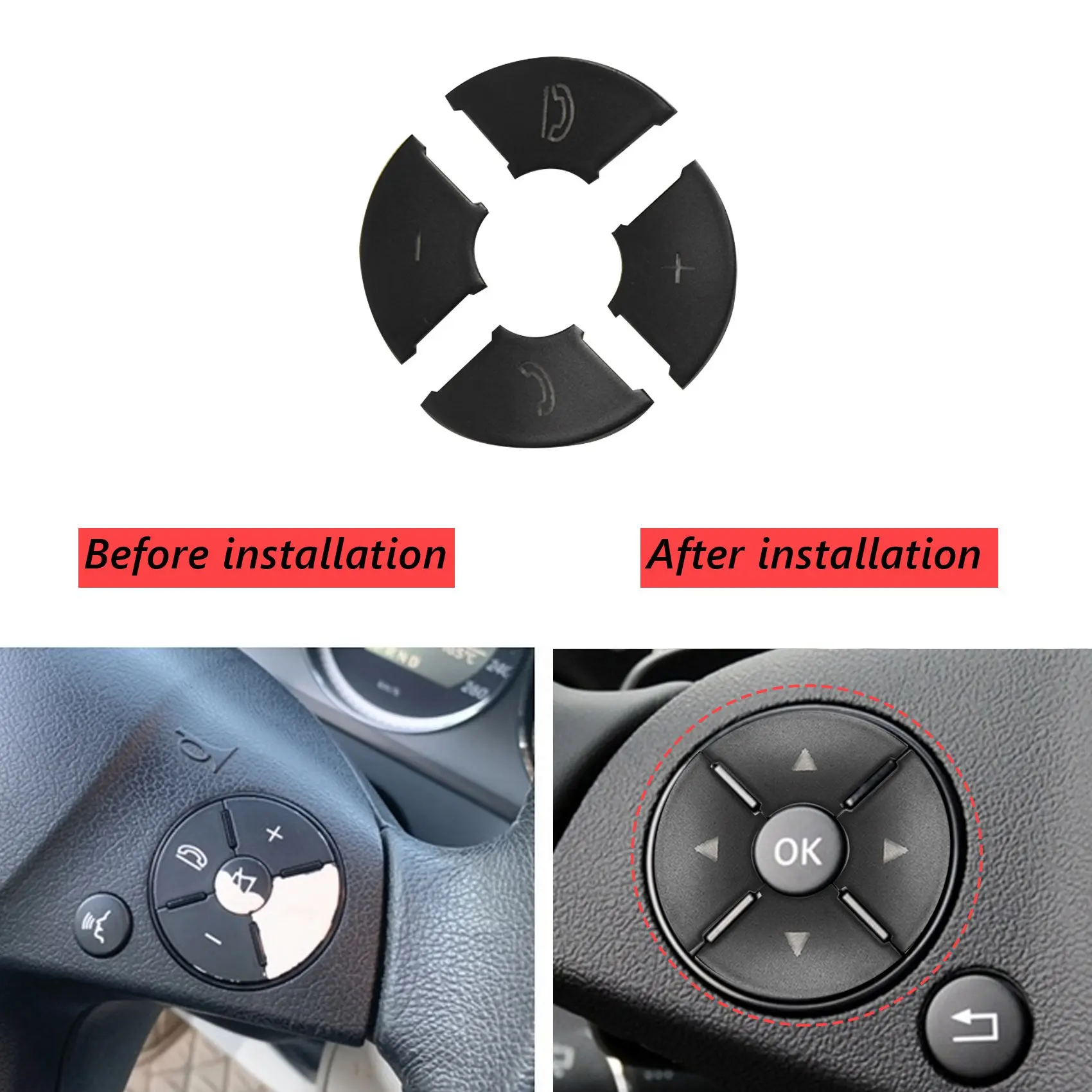 ملصق غطاء كسوة زر تبديل عجلة قيادة السيارة ، مرسيدس بنز C ، E ، S Class ، W204 ، W212 ، W221 ، GLK ، X204 ، C200 ، C250
