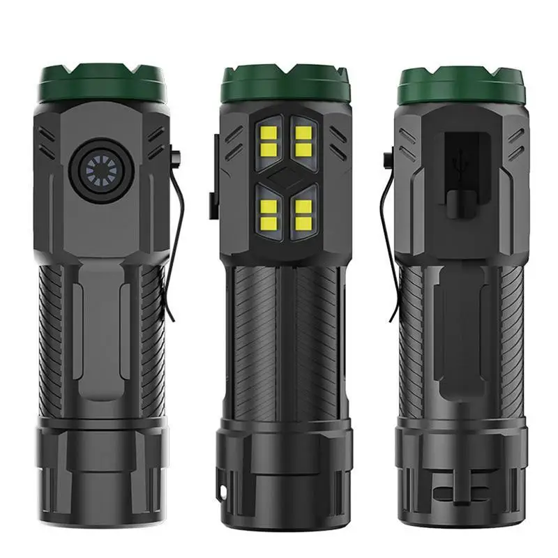 Powerful Mini LED Flashlight Super Bright Pocket Torch Rechargeable Hiking Flash Light With Tail Magnet For Outdoor Camping