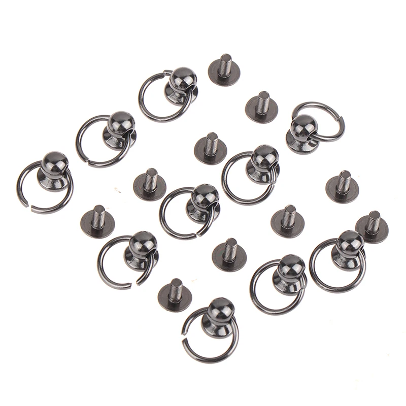 10pcs Metal Ball Post With O Ring Studs Rivets Nail Screwback Round Head Spots Spikes Leather Craft Phone Case Decor Accessories