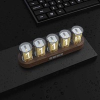 LED Nixie Tube Clock Kit Walnut Maple Wood RGB Digital Clocks Desktop Pseudo Glow Tube Clock