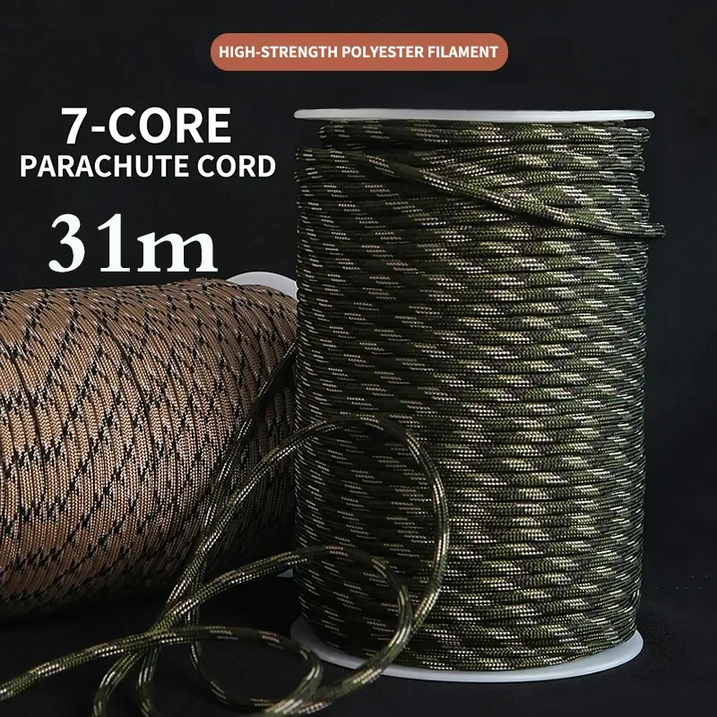 7 Cores 550 Paracord Cord 5 8 16 31 M Dia.4mm For Outdoor Camping Survival Lanyard Parachute Rope Hiking Tent Accessories