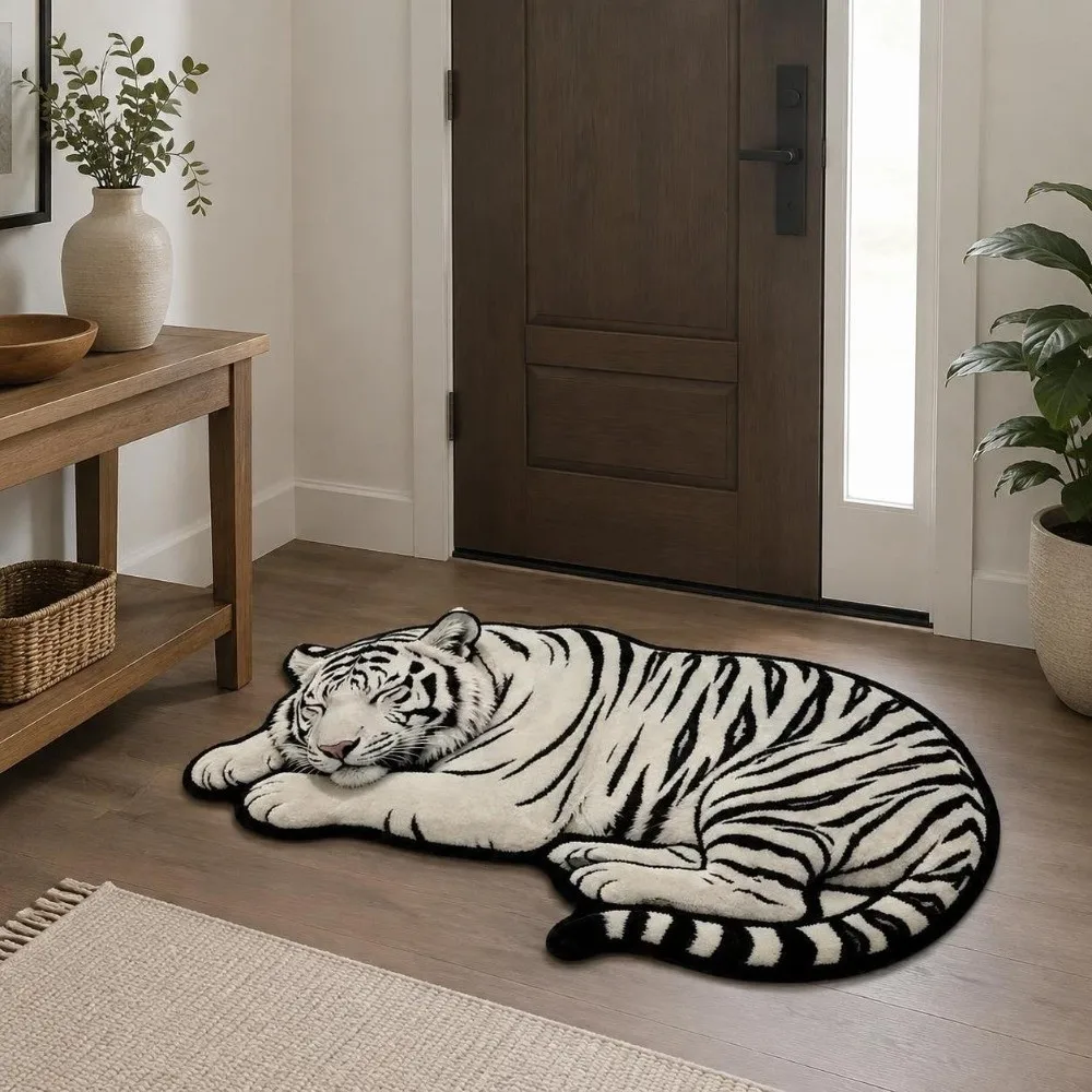 Absorbent Tiger Shape Rug Non-slip Diatomite Tiger Floor Mat Durable 40×60CM 50×80CM 60×90CM Irregular Bath Rug