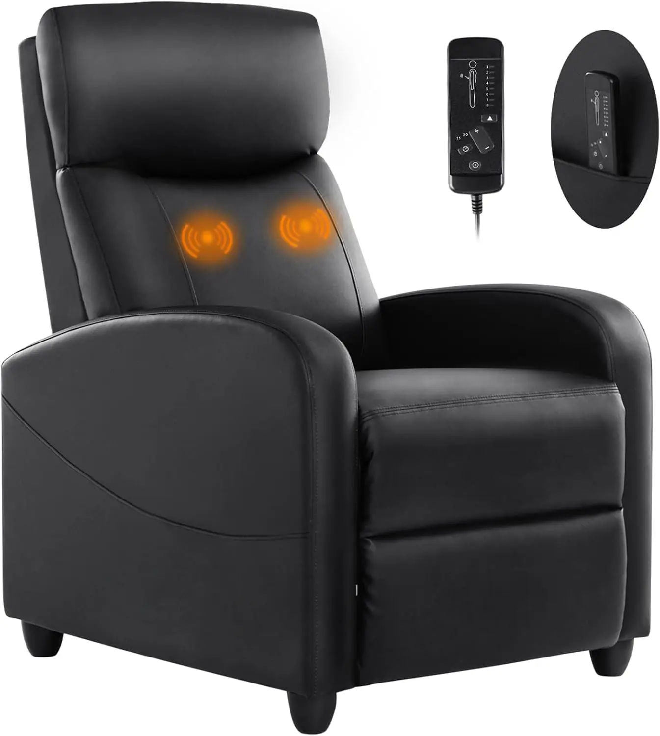 

Recliner Chair for Adults, Massage PU Leather Small Recliner Home Theater Seating with Lumbar Support