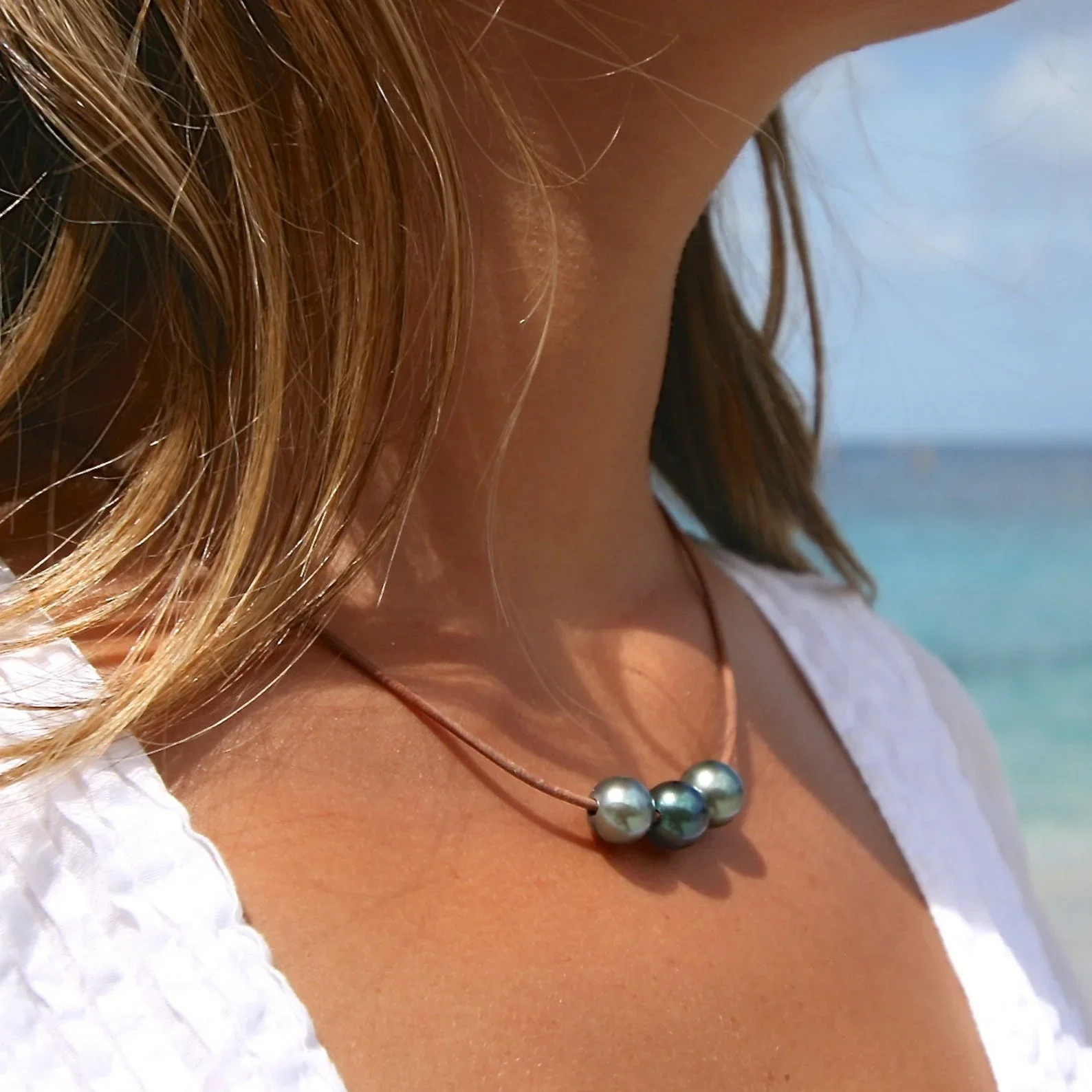 Versatile Necklace and Bracelet leather lariat strung with stunning Tahitian pearls  Barts pearl and leather necklace.