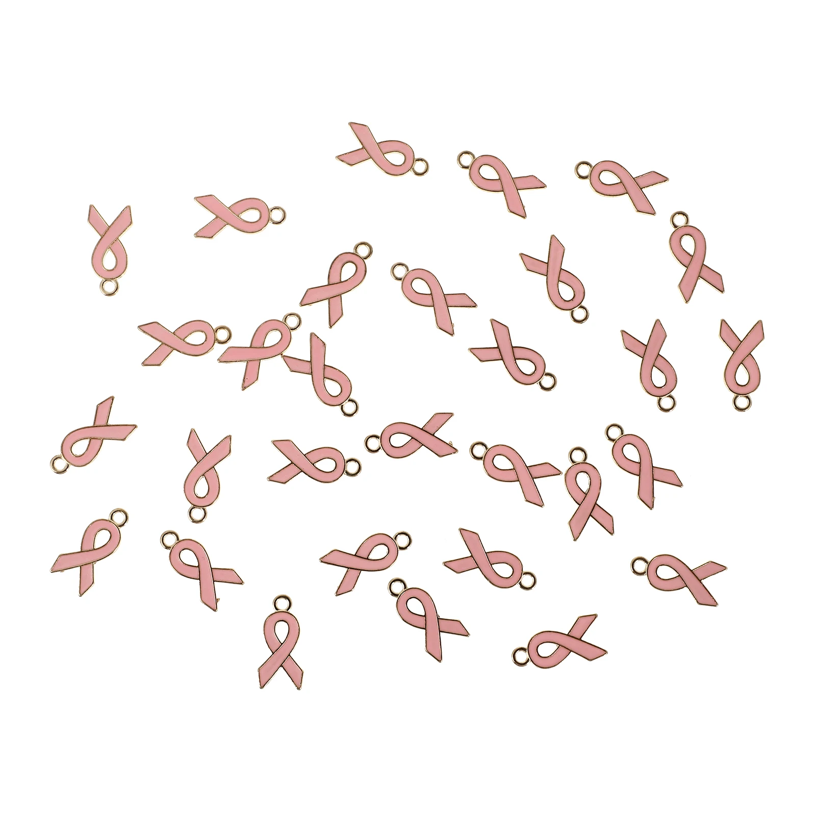 

120pcs Pink Ribbon Charms Pink Pendant Jewelry Making Blush Bowtie DIY Awareness Alloy Women Breast Cancer Accessories