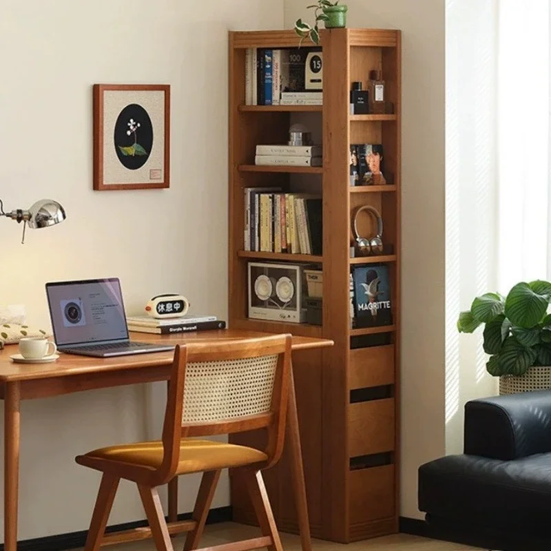 Solid wood corner bookcase North American cherry wood Nordic style all solid wood extremely narrow bookcase