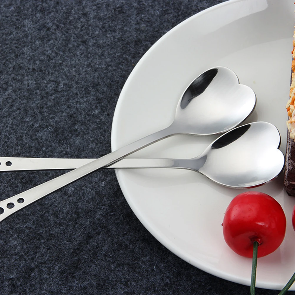 

9 Pcs Heart Shaped Spoon Stainless Steel Hollowout Stirring Creative Kitchen Cake Home Coffee Tea Dessert Set Portable