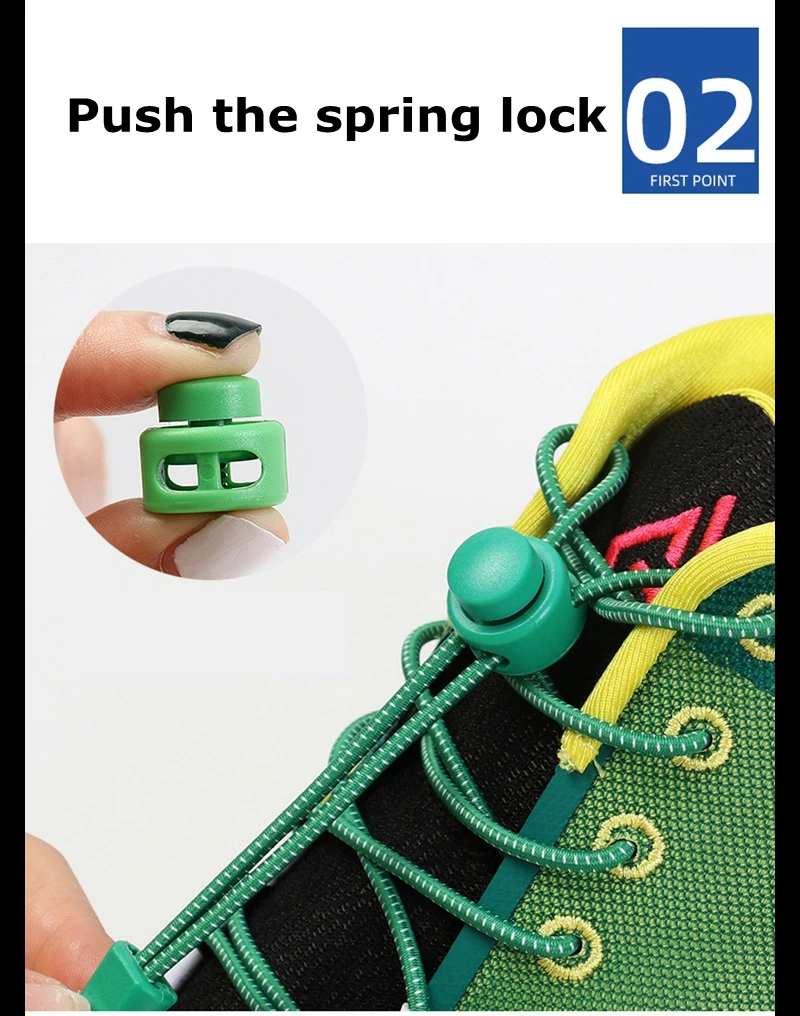 1 Paar Schnürsenkel ohne Binden, rund, Push The Spring Lock, sportliche elastische Schnürsenkel, geeignet für alle Schuhe, Lazy Laces, Schuhzubehör – Detail 3