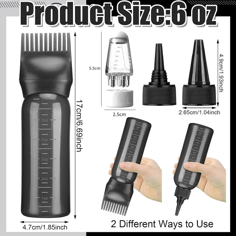 3pcs/set Hair Root Essential Oil Applicator Comb Hair Dyeing Shampoo Bottle Refillable Soft Scalp Massage Liquid Comb Tools