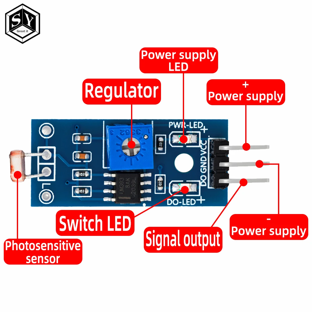 Photosensitive brightness resistance sensor module Light intensity detect New For Arduino