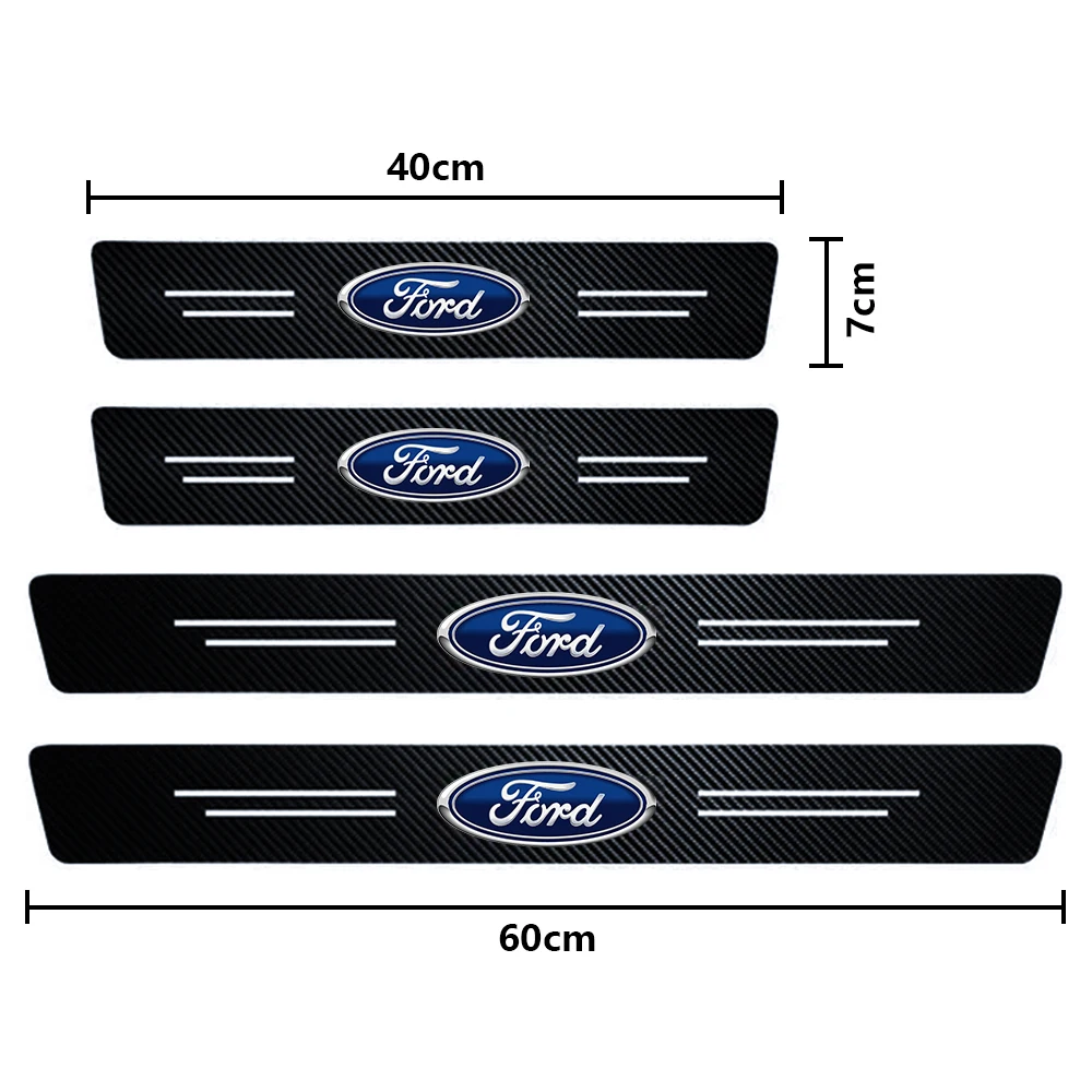 Car Styling 4pcs Carbon Fiber Auto Door Sill Protector Stickers For Ford Focus 2 3 4 Mondeo Fiesta ecosport Kuga Fusion Ghia