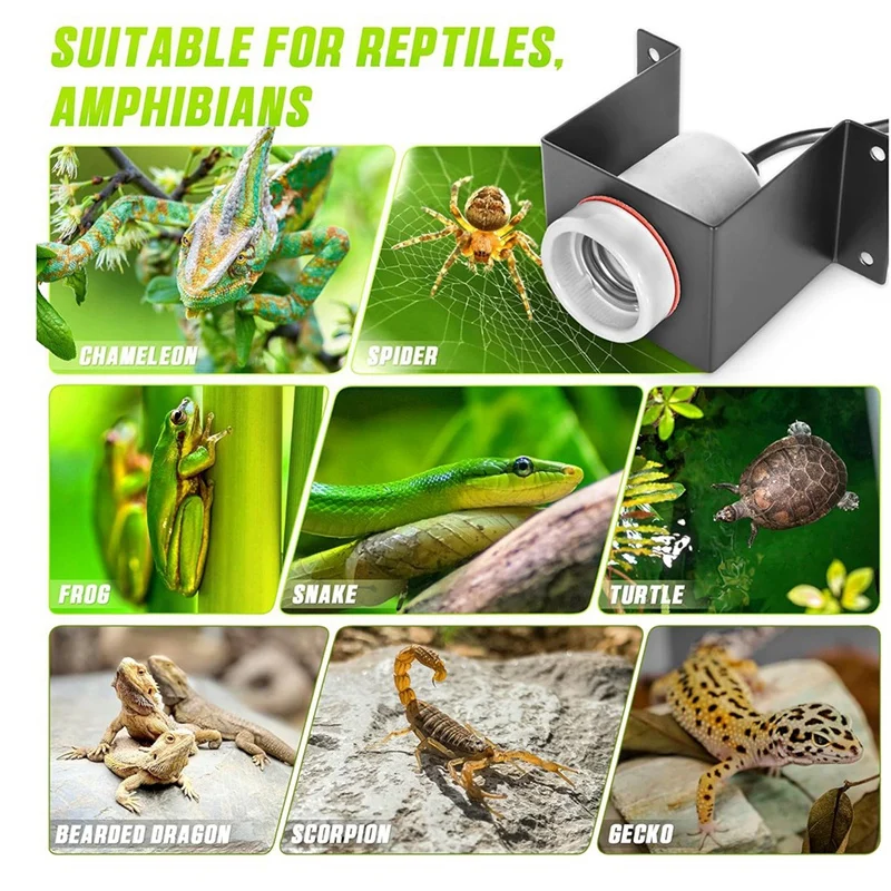 Reptile  Socket Heat Lamp Holder Lizard Heat Lamp Bracket Light Heat Lamp Socket Heat Lamp Fixture