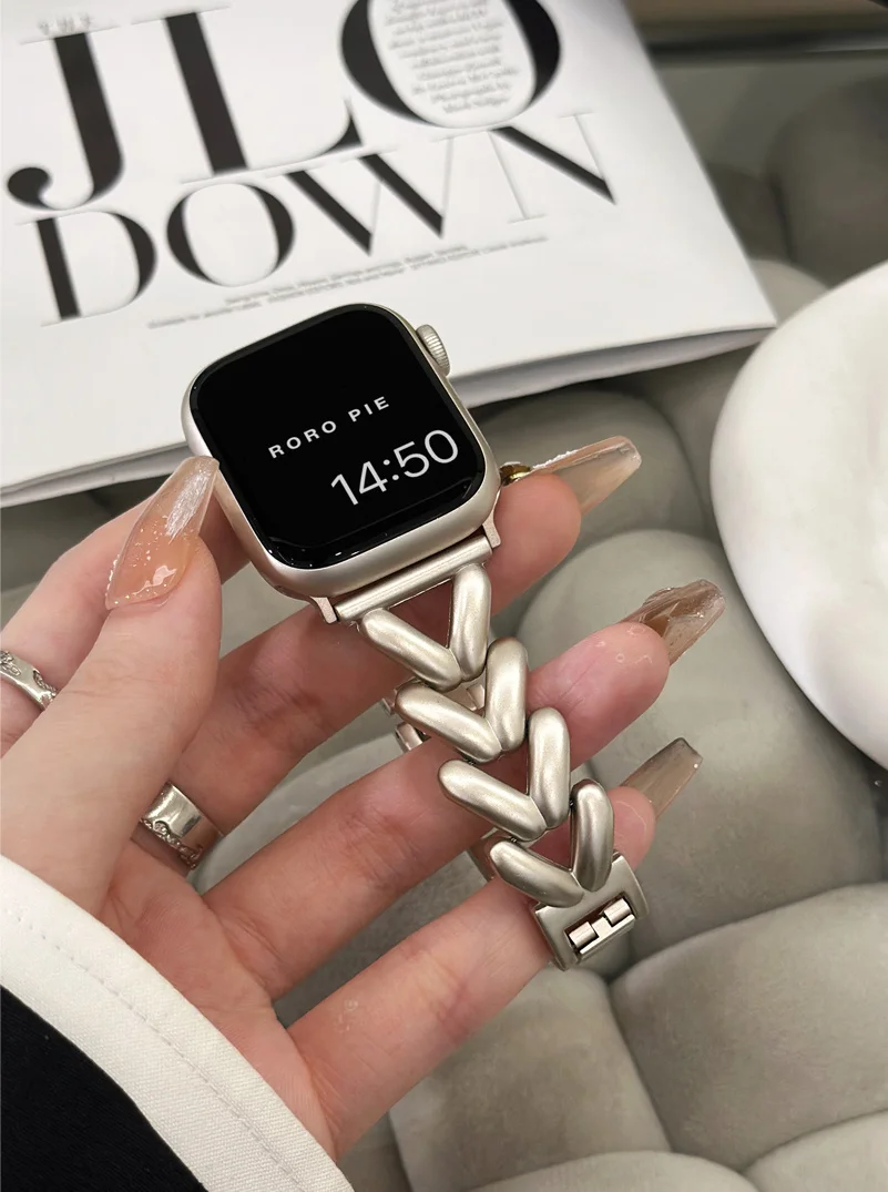 الحب القلب حزام معدني لساعة أبل se 40 مللي متر الفرقة 44 مللي متر 45 38 41 42 49 مللي متر سيدة سوار ل iWatch سلسلة 9 الترا 8 7 6 5 4 3