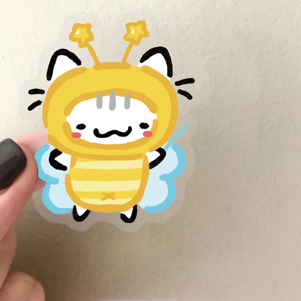 

10/30/50pcs Funny Cat MEME Stickers Cute Animal Cartoon Decals DIY Scrapbook Laptop Notebook Waterproof PET Transparent Sticker