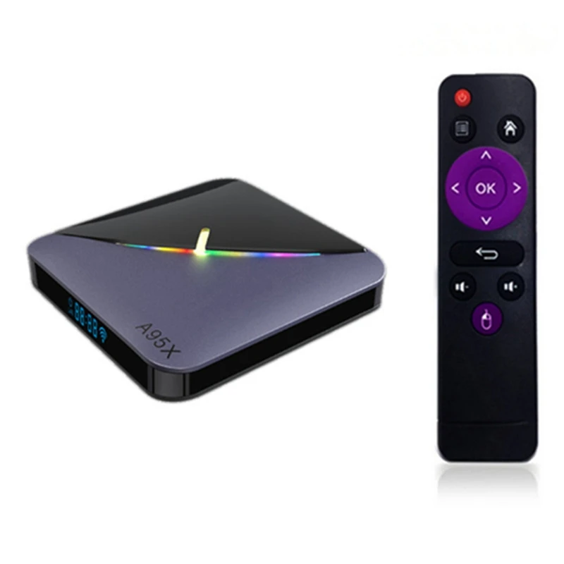 Kotak TV pintar A95X F3 Air II, RGB Android 11 Amlogic S905W2 4GB 32GB Dual Wifi Bluetooth mudah dipasang colokan AS