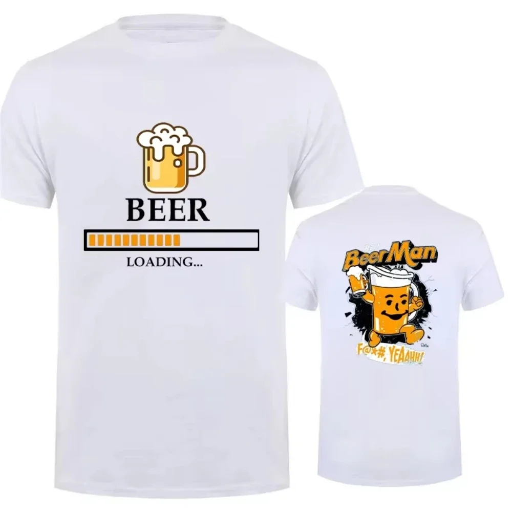 Men's Printed T-Shirt 100% Cotton Short Sleeve Beer Pattern Fashion Street Trend Loose T-Shirt