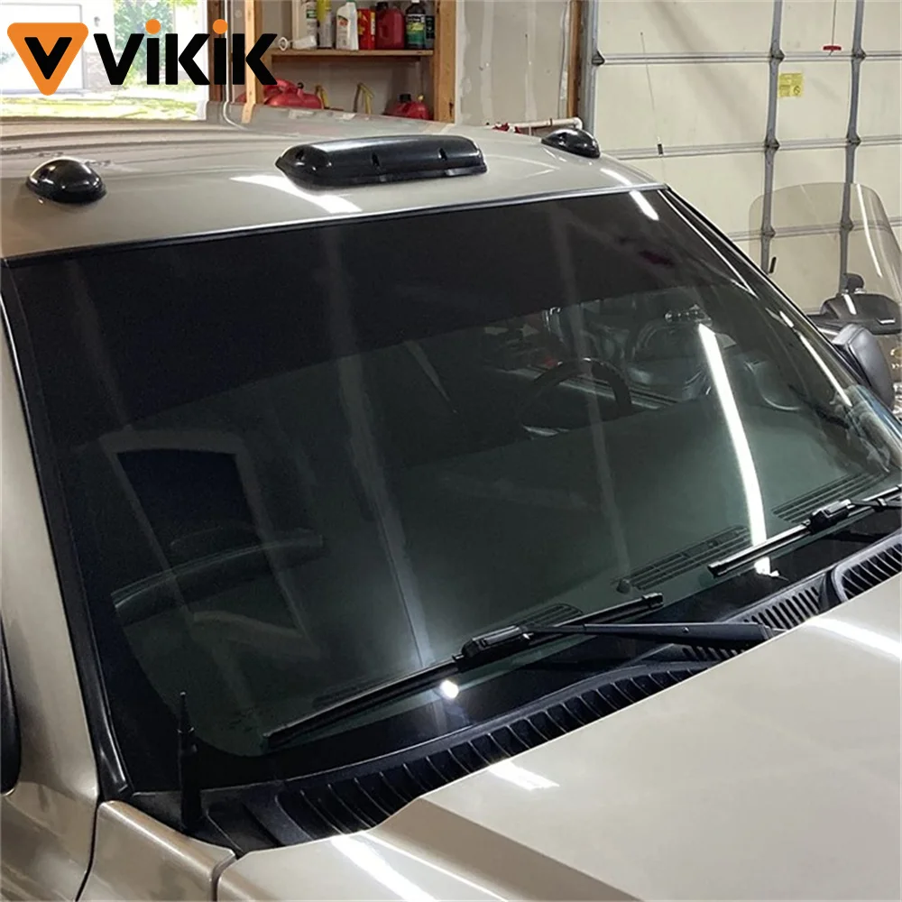 Glossy Black Car Sun Visor Strip Front Glass Windshield Shade Protector Sticker Anti UV Protection Decoration 20x150 cm