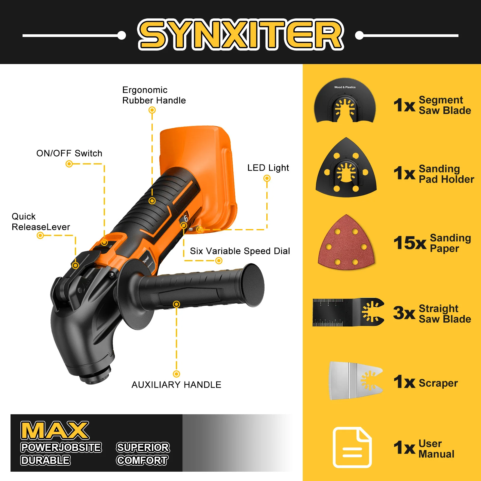 Oscillating Multi Tool For DEWALT DCB200 18V Battery 6 Gears Cordless Electric Shovel Cutting Polishing Wood Saw Power Tool