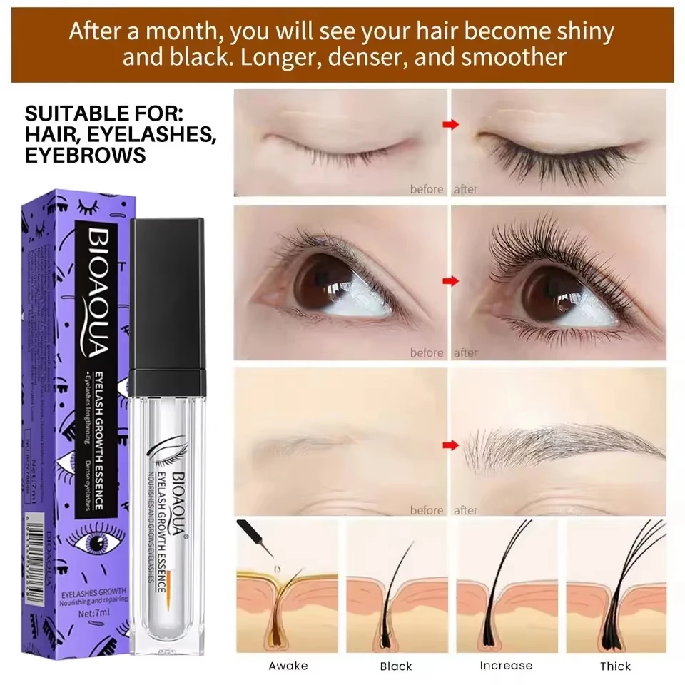 Sofortiges Wimpernwachstum, flüssige Wimpern, Augenbrauen, Haaransatz, Wachstum, Anti-Haarausfall, dicke, dünne Essenz