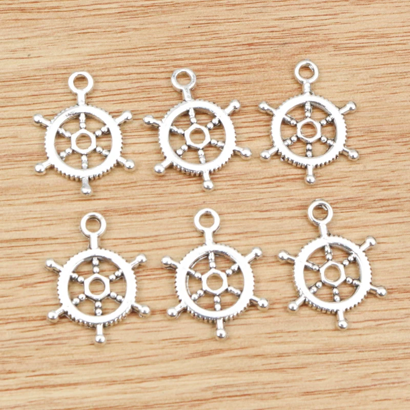 30pcs 20x15mm Antique Bronze and Antique Silver Plated Rudder Handmade Charms Pendant:DIY for bracelet necklace