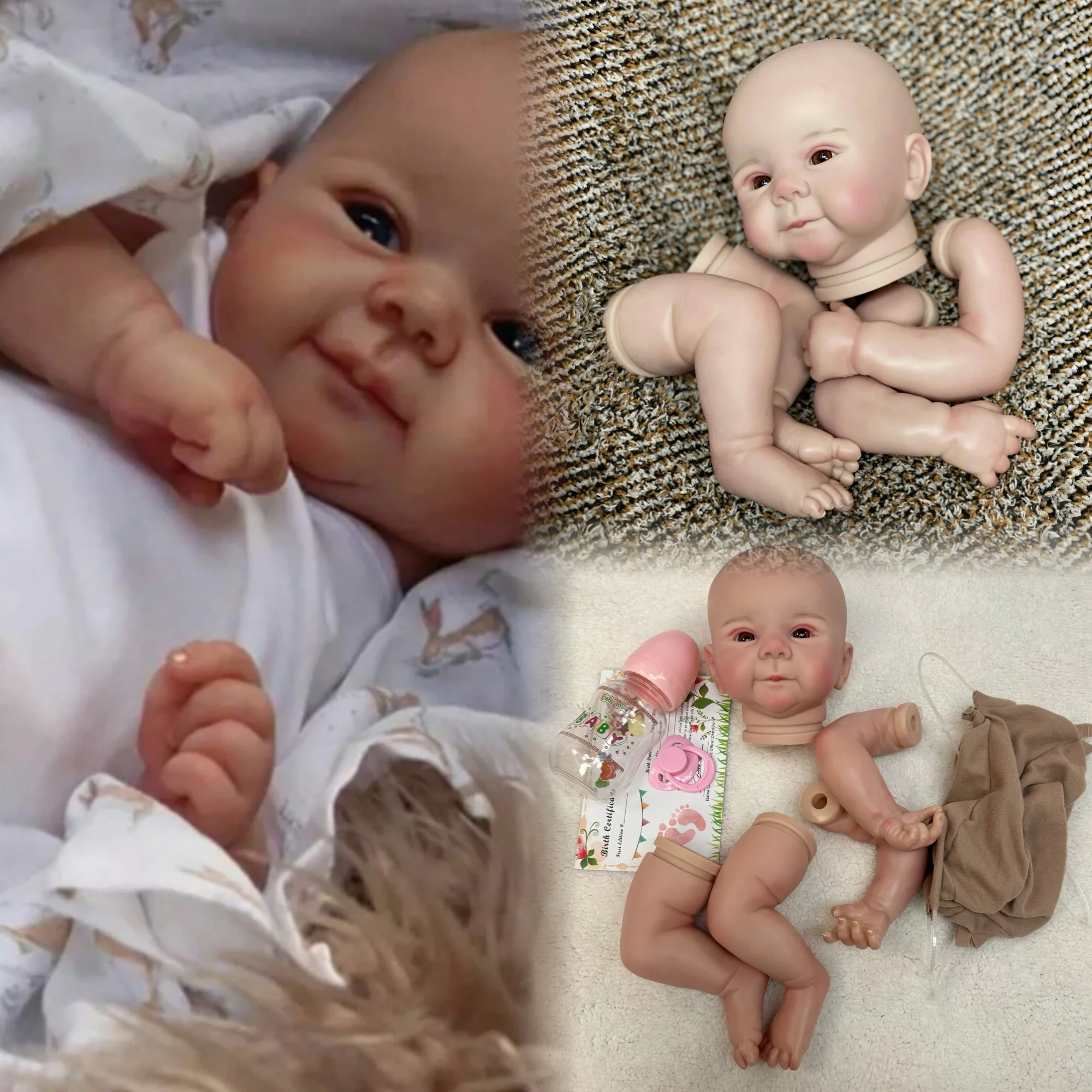 

Adorable 18-inch Newborn Baby With Soft Cloth Body Requires Self-assembly Vinyl Head&Limbs Reborn Baby Doll Kits