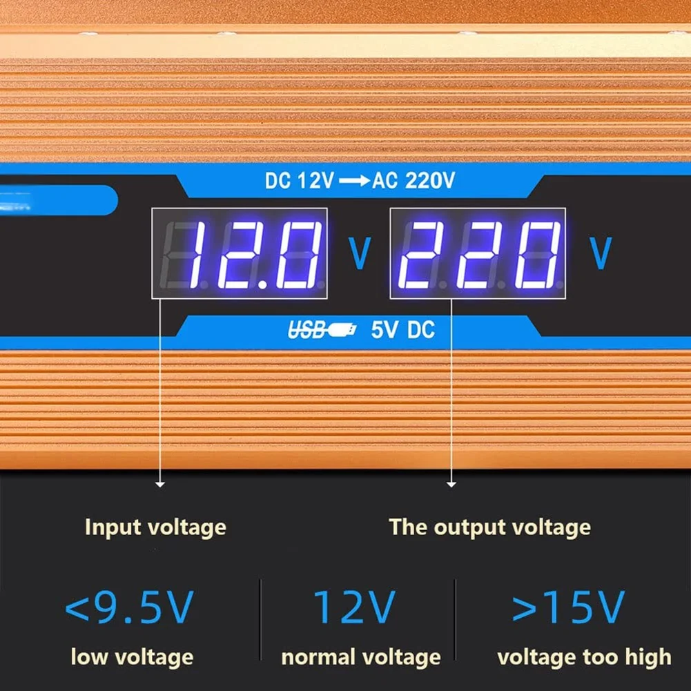 ABZV-Multifunctional Power Inverter 1200W 12V DC To 220V AC Inverter 1200W Voltage Inverter