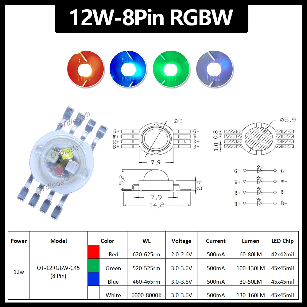 10pcs Stage Lighting System High Power LED Lamp Beads 12W 15W 18W RGBW RGBWW RGBWA RGBWA UV 4/5/6in1 Par Light Repair Spare Part