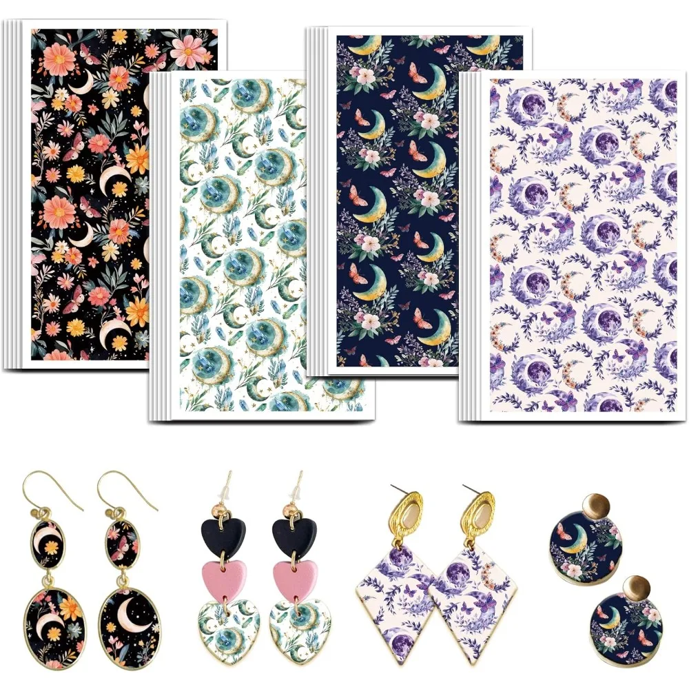 

Глиняная бумага для переноса Dream Moon Pattern, 4 дизайна, 24 шт., переносная бумага для полимерных лунных растений, переносные листы из полимерной глины