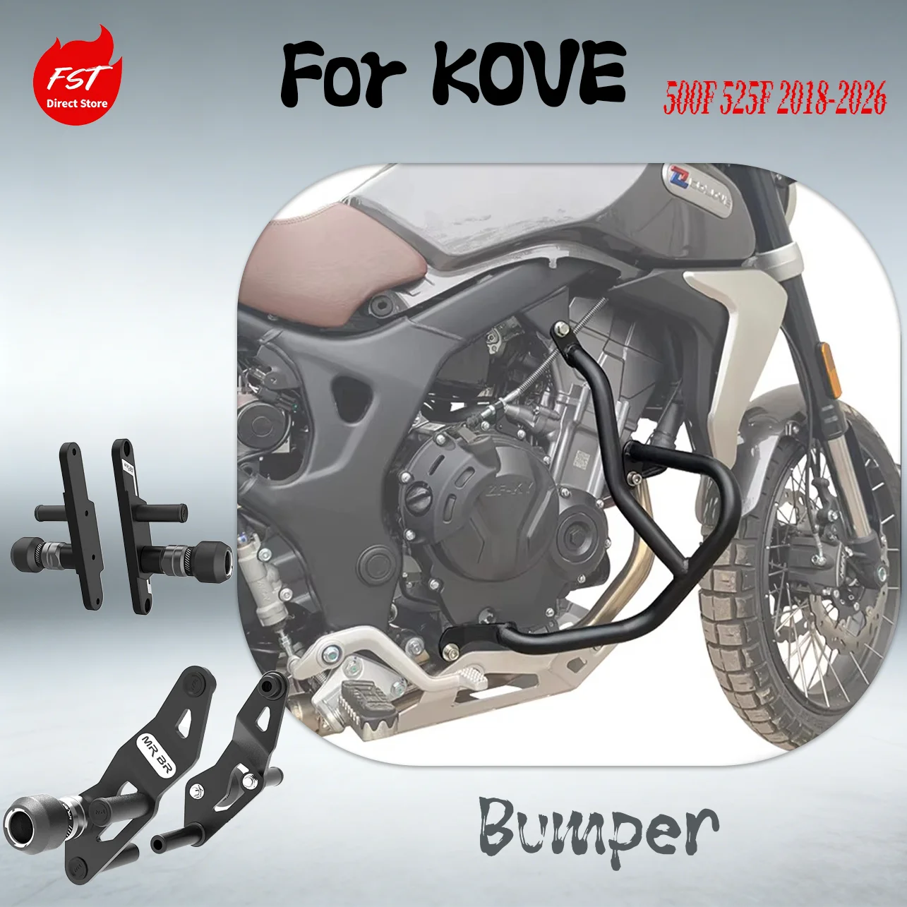 

Защитные дуги (краш-бары) для двигателя KOVE 500F 525F (2018-2026) с салазками, противоударные, для мотоциклов, аксессуары для защиты от падений