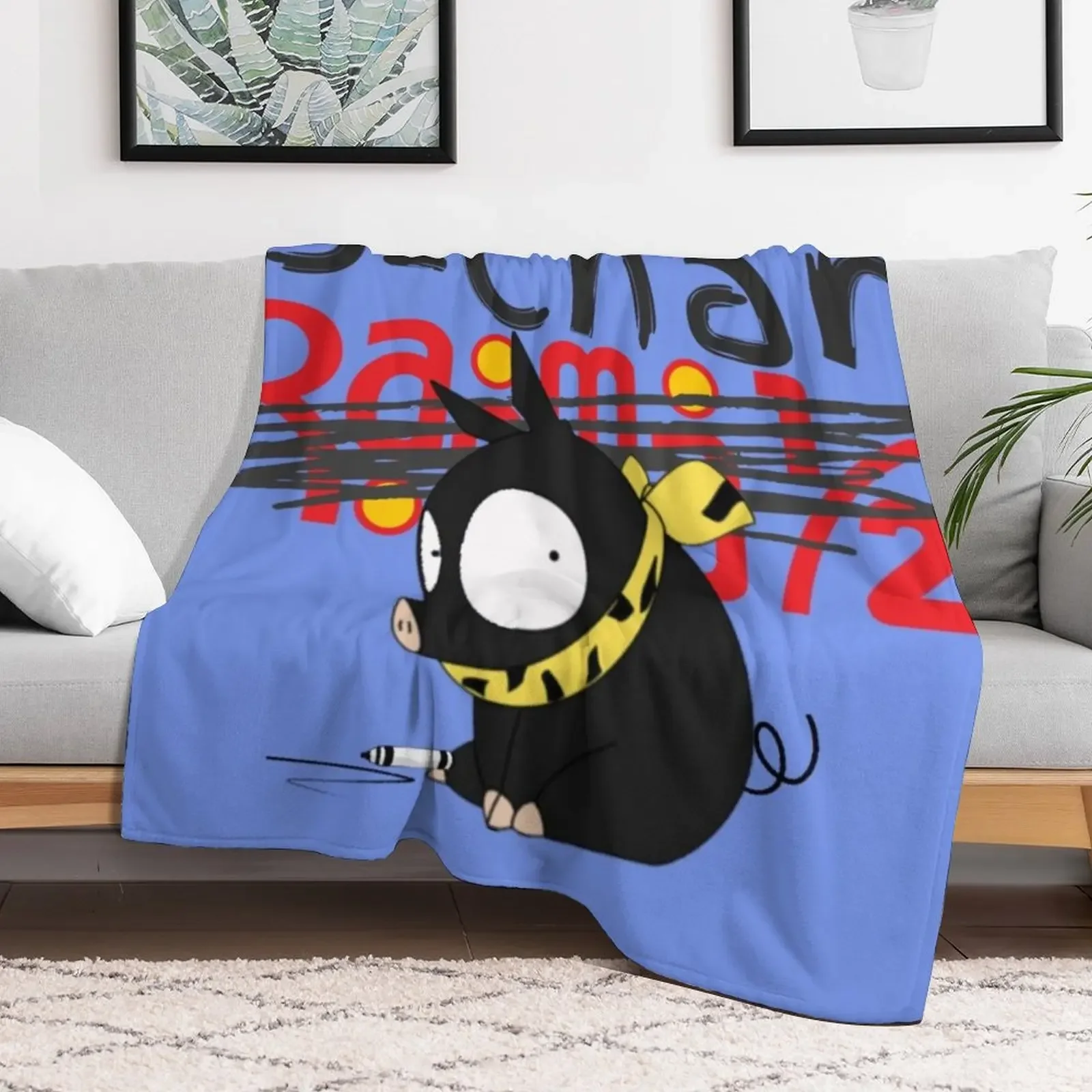 شعار P-Chan Ranma (خلفية زرقاء) SILLYFUN ON REDBUBBLE.COM (جودة منخفضة إذا كانت مسروقة) بطانية رمي بطانيات أرائك منقوشة ناعمة