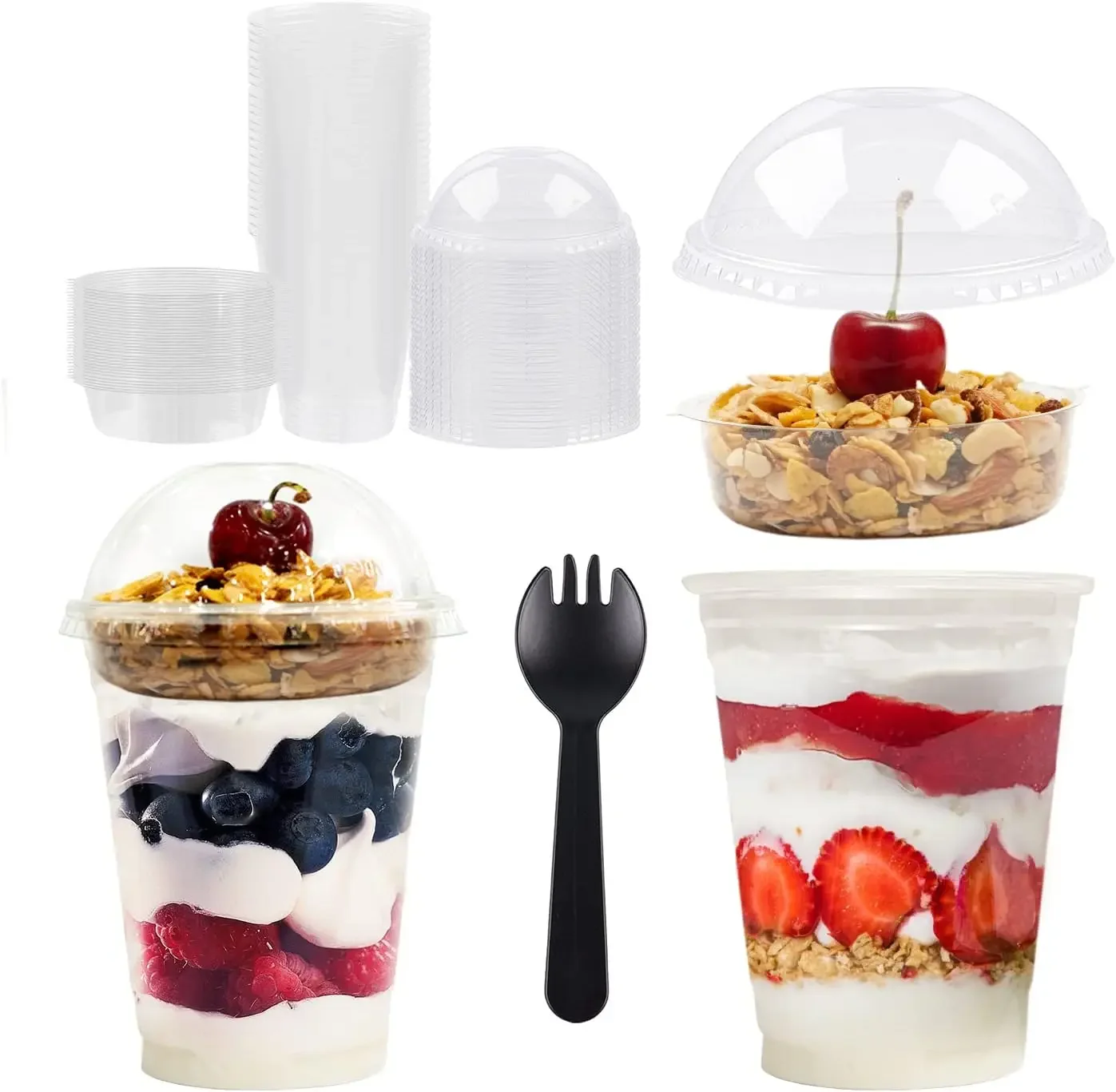 12OZ Clear Cups Disposable Party Cups Parfait Crystal for Pudding Ice Cream Cupcake Iced Coffee Smoothie Juice Soda Cocktail
