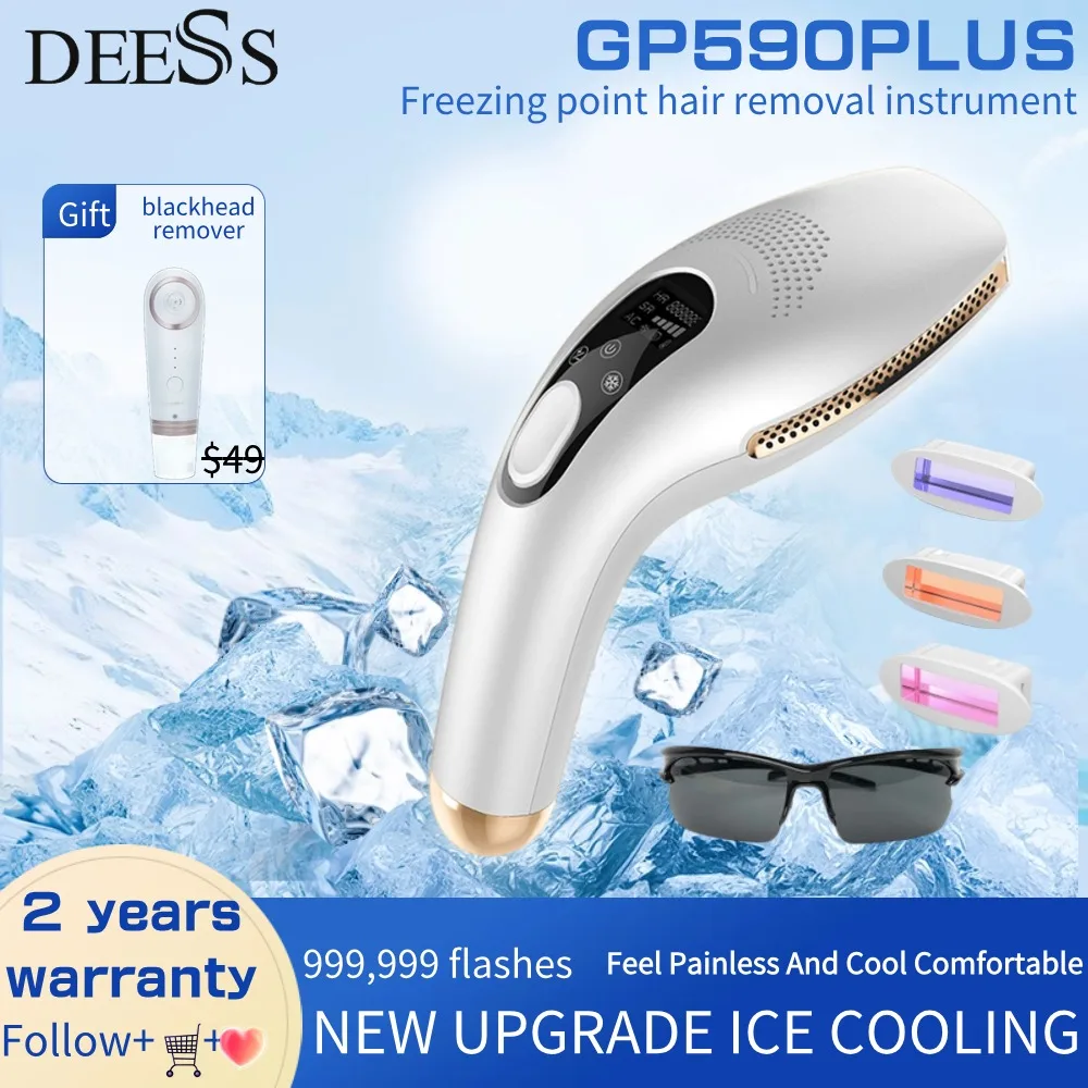 

DEESS GP590 PLUS Laser Epilator Hair Removal Permanent 0.9s Painless Cool Ipl Laser Hair Removal Machine Unlimited Flashes