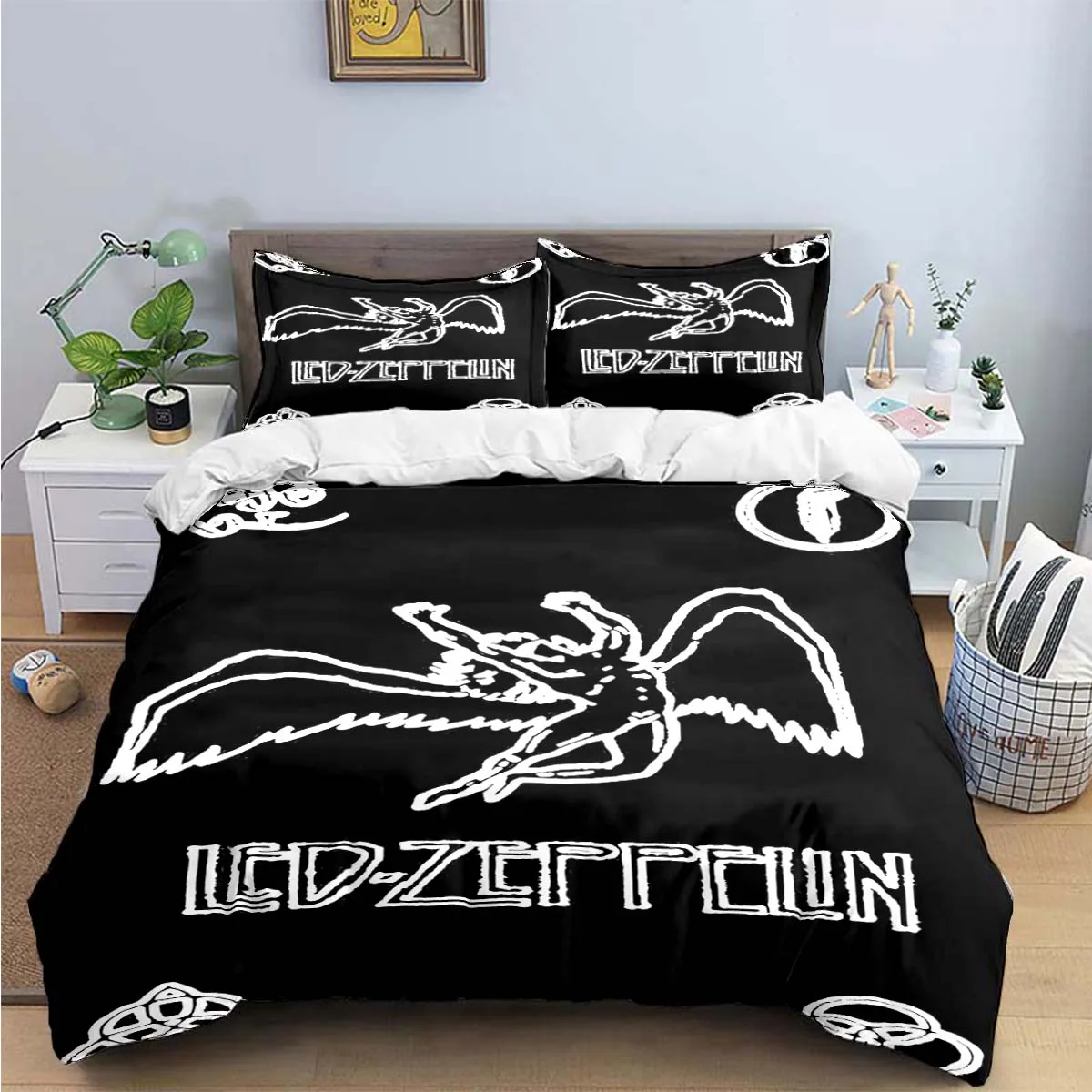 Pop Singer L-Led-Zeppelin Print Bedding Sets Exquisite Bed Supplies Set Duvet Cover Bed Comforter Set Bedding Set Luxury Gift