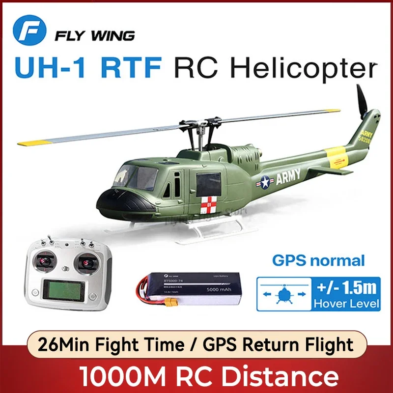 FLYWING UH-1 classe 470 6CH motore Brushless GPS punto fisso scala di mantenimento dell\'altitudine elicottero RC PNP/RTF con Controller di volo H1