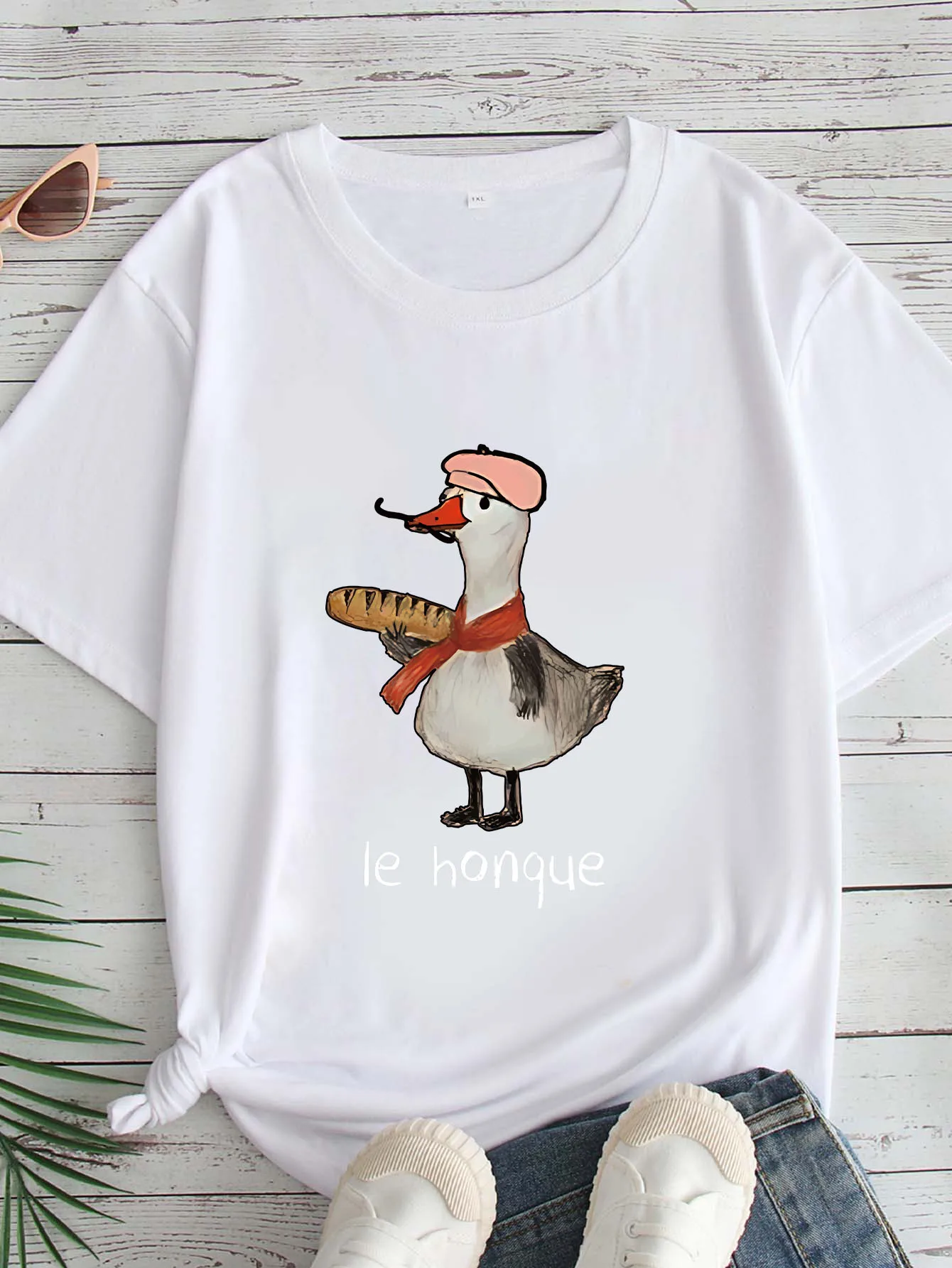 

Women's Large Size Printed round Neck Short Sleeve T-shirt 1-7XL Comfortable Casual Top in European Style