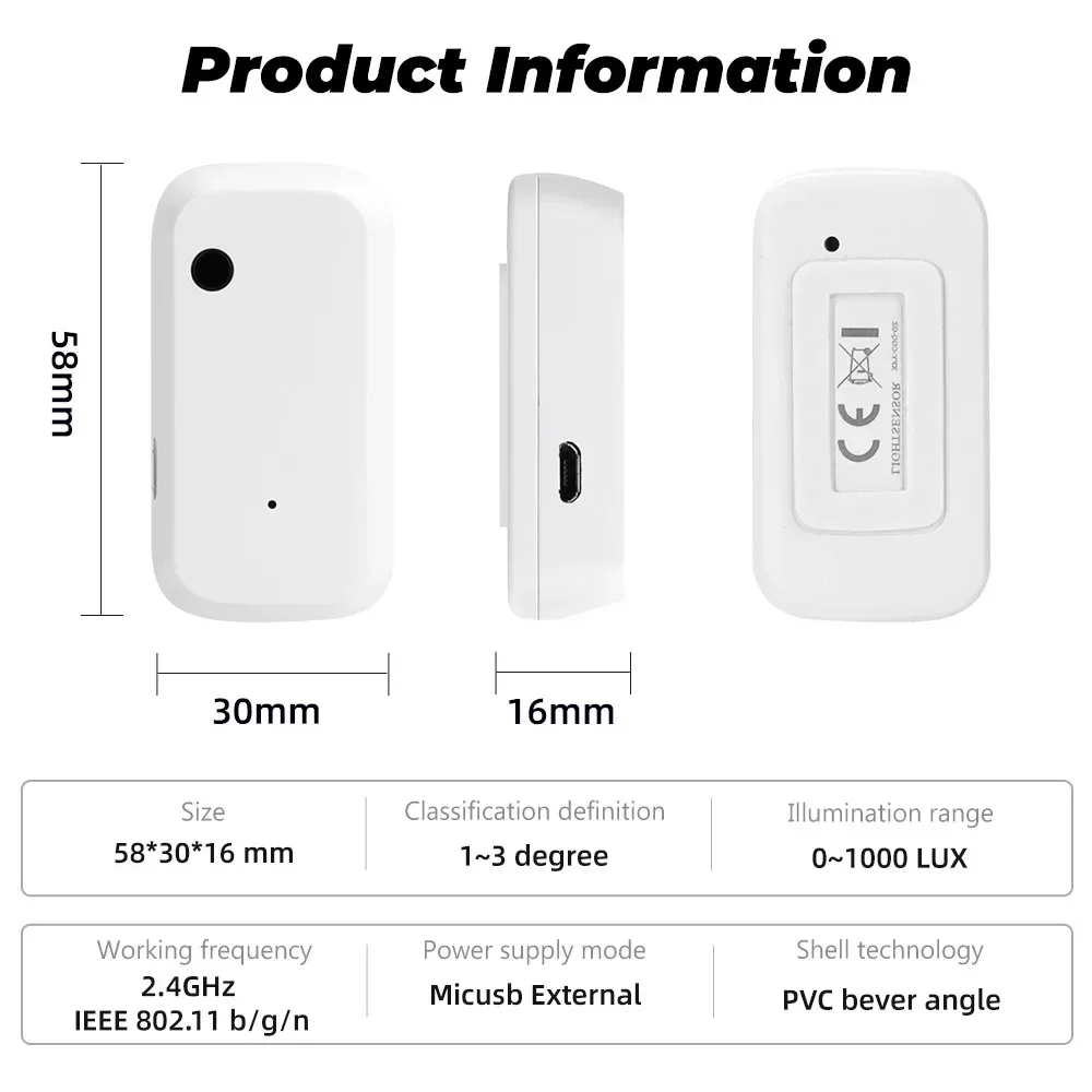 Tuya zigbee wifi sensor de luz casa inteligente sensor iluminação app ligação controle brilho detector iluminação automação