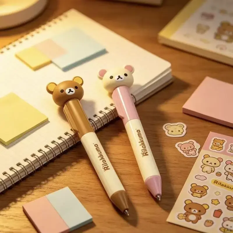 Cartoon Rilakkuma Qs002 Cute Bear Retractable Gel Pen 0 5 Mm St Nib Black Ink Smooth Rotating Writing For Office Decompression