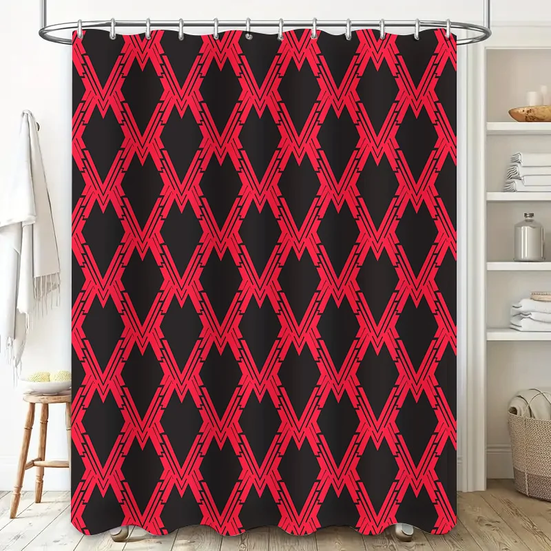 Red Blue Diamond Shower Curtain Waterproof Decorative Home Bathroom Fabric Shower Curtains for Children's Room Modern Design Pri