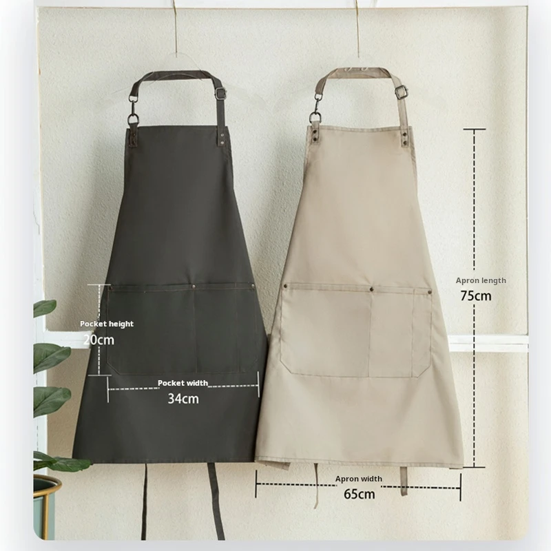 Canvas Long Apron For Restaurant Kitchen Women Milk Tea Shop Flower Shop Coffee Roasting Waterproof Oilproof Nail Salon Workwear