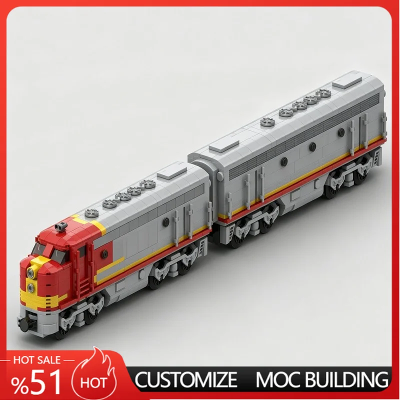 1181PCS Double Section Classic Diesel Electric Locomotive MOC Model Building Blocks DIY Educational Assembly Toy Collection Gift