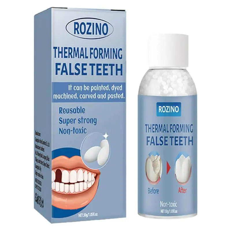 Kit de Reparación de Dientes Postizos Moldeables Super Resistentes, 30g de Perlas Termofusibles Reutilizables para Dientes Desgastados