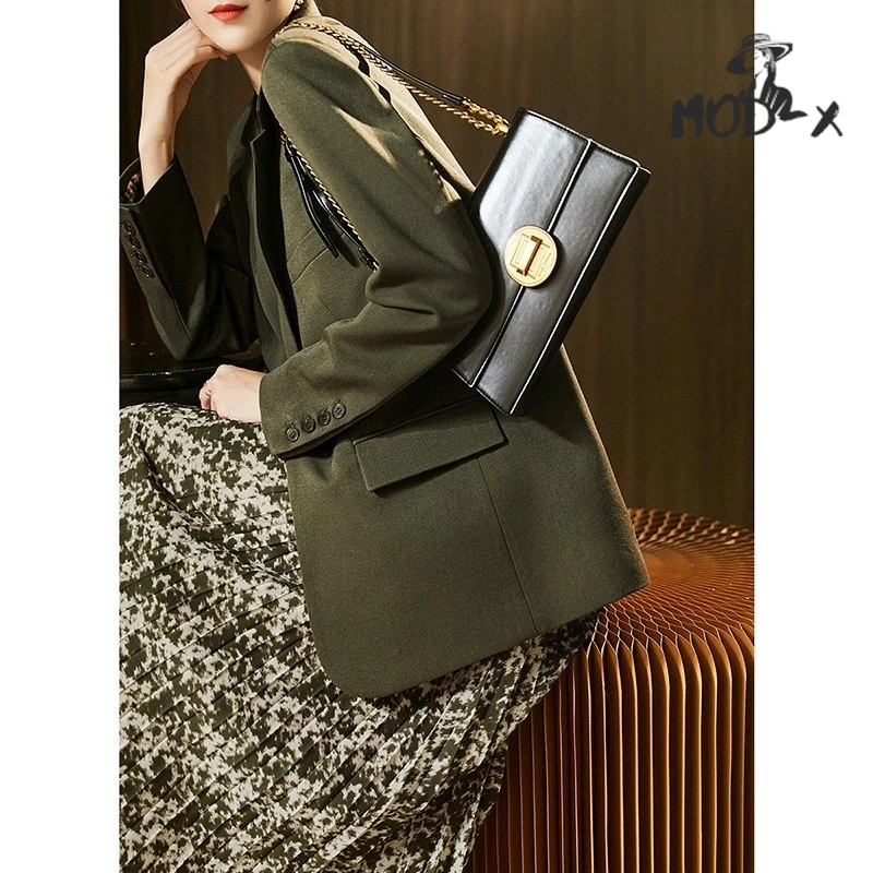 Dark Green Retro Style Suit Jacket for Women Printed Temperament Vintage Senior Everything Spring Summer New Suit 2022