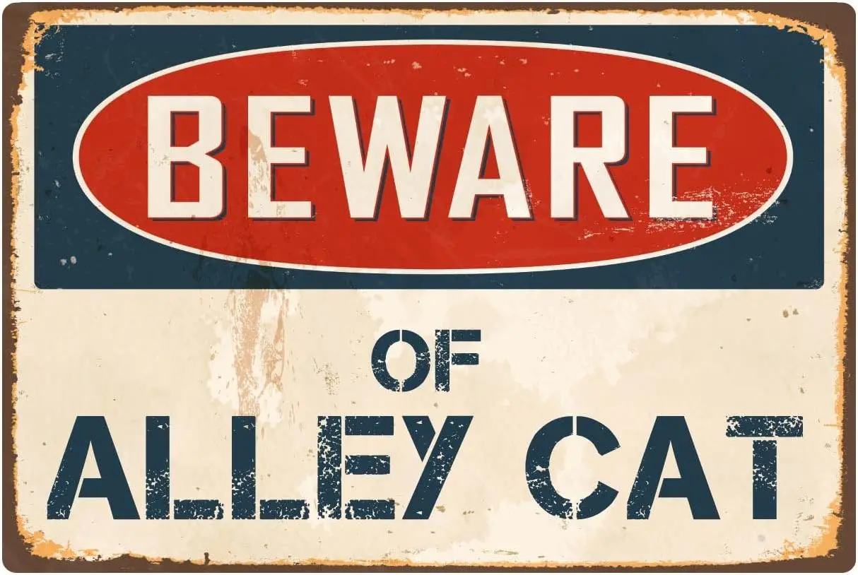 Beware Of Alley Cat 8” x 12” Vintage Aluminum Retro Metal Sign VS009