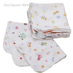 Kawaii lace 100%cotton cartoon baby Handkerchief children print face hand towels Hanky Christmas party birthday Gifts 3pcs/lot