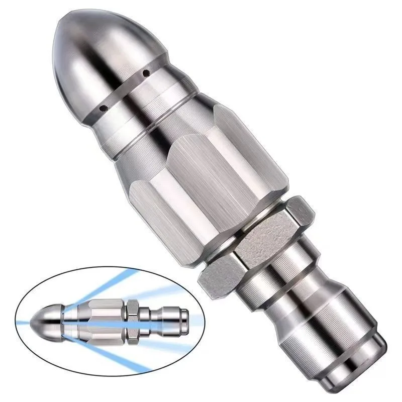 New Water Mouse High Pressure Nozzle 1/4 Quick Insert Front One Rear Six Nozzle Sewage Pipe Cleaning and Dredging Head