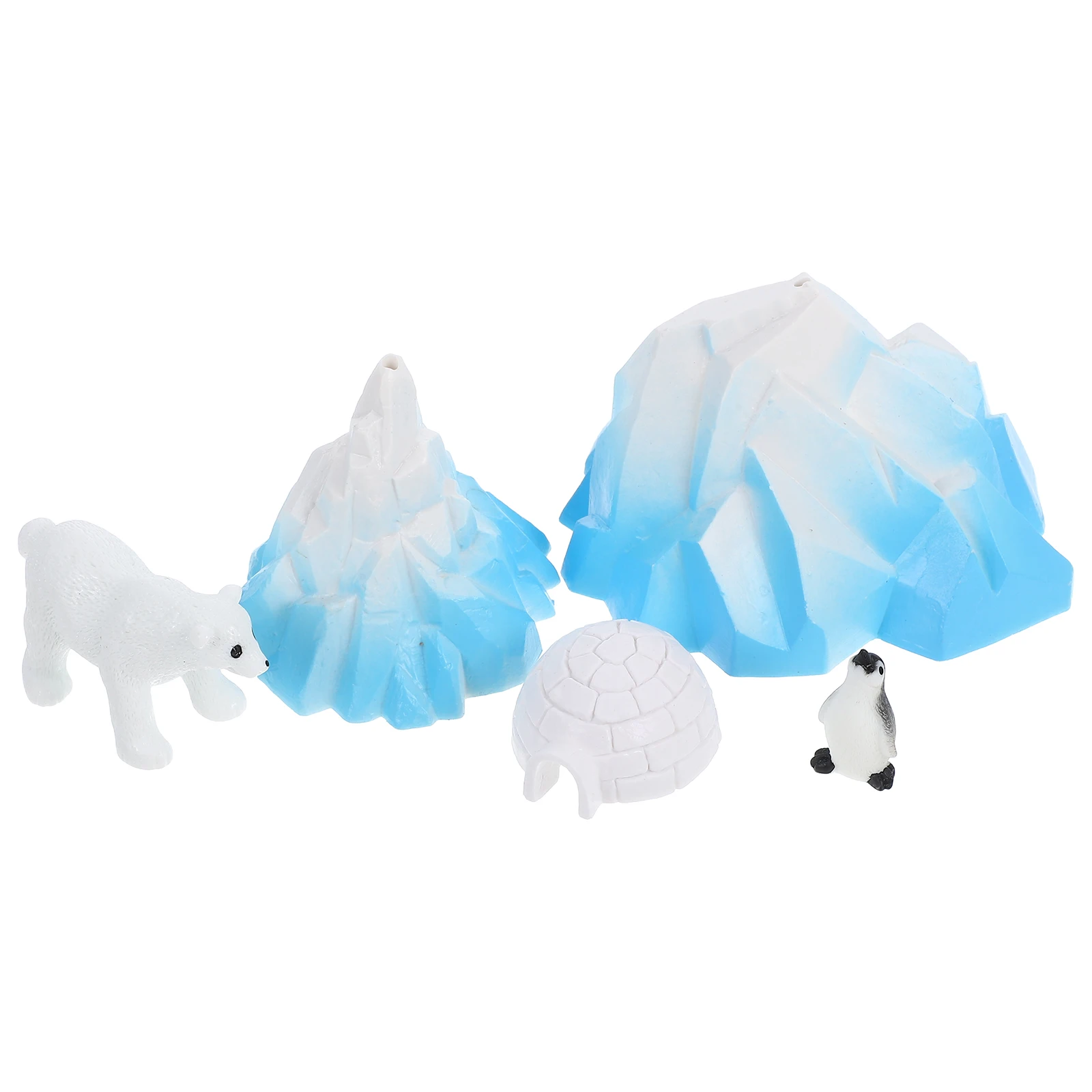

5 pcs Mini Iceberg Ornaments Realistic Igloo Animal s Pvc Penguin Bear Figures For Aquarium Home Office Decor