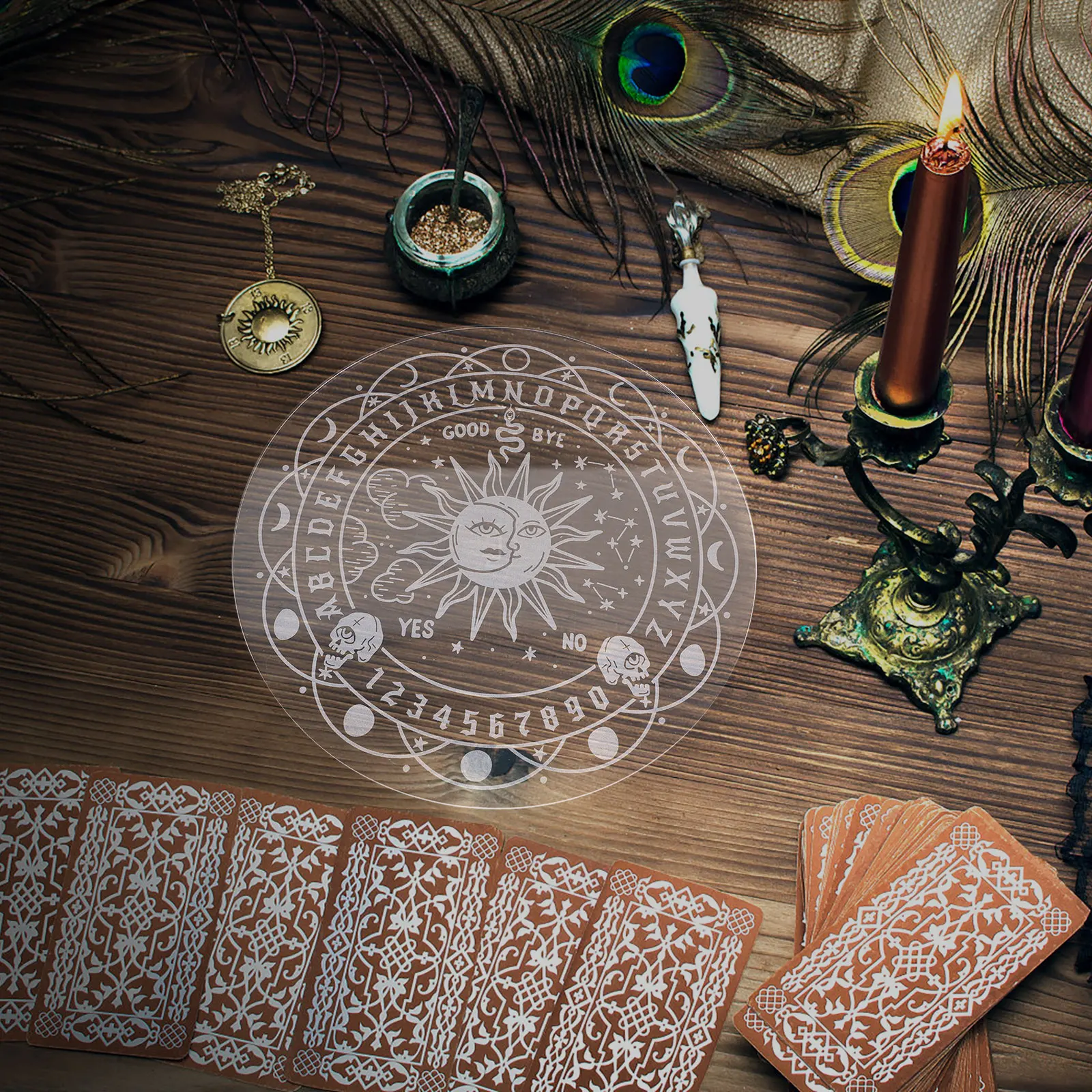 アクリル占いボードラウンド振り子ボードデスクトップ装飾ポータブル頑丈な装飾芸術的なデザインホームオフィスギフト